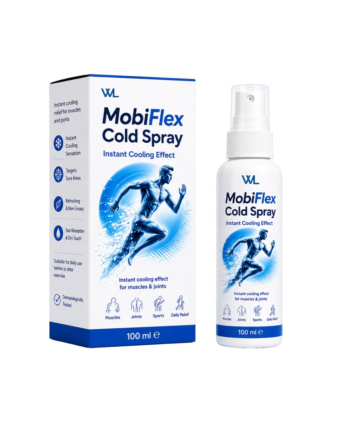 Wellness Link MobiFlex Cold Spray with an instant cooling effect for muscles and joints.