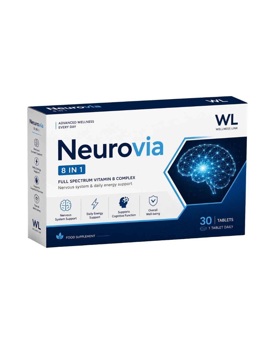 Neurovia delivers all eight essential B vitamins in a balanced daily formula to help support energy metabolism, healthy nerve function, and overall mental performance. Designed to nourish the nervous system and maintain optimal neuronal function, Neurovia helps reduce fatigue while promoting sustained physical energy, mental clarity, and cognitive performance throughout the day. Whether you’re facing a demanding lifestyle, work pressure, or daily fatigue, Neurovia provides comprehensive B-vitamin support to help keep your body and mind performing at their best.