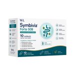 Symbivia Forte 50B advanced probiotic box containing 10 capsules with 50 billion CFU, four probiotic strains, inulin and FOS.