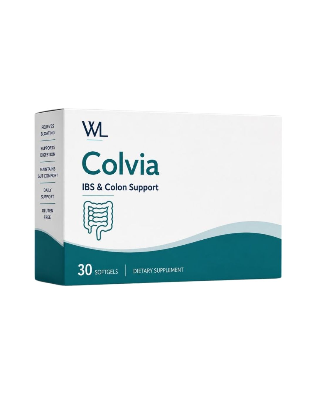 Colvia IBS and Colon Support box containing 30 softgels for digestion, bloating relief and daily gut comfort