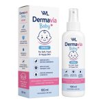 Dermavia Baby Spray box and 100 mL spray bottle for soothing, refreshing and protecting delicate baby skin