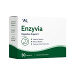 Enzyvia Digestive Support box containing 30 capsules formulated to support digestion, reduce bloating and enhance nutrient absorption
