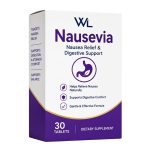 Nausevia Nausea Relief and Digestive Support box containing 30 tablets for digestive and stomach comfort