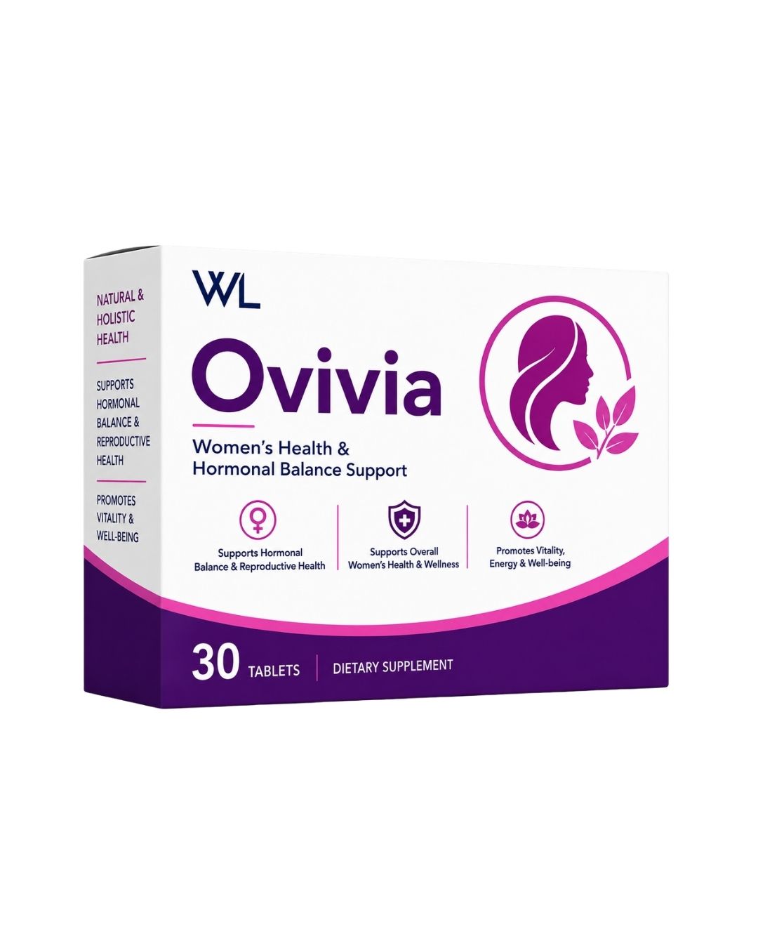 Ovivia Women’s Health and Hormonal Balance Support box containing 30 dietary supplement tablets